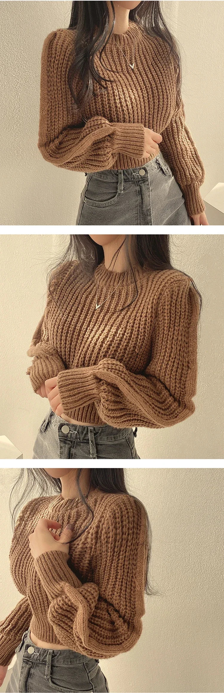 Women's Lantern Sleeve Loose Knit Sweater