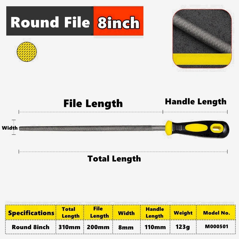 6/8/10 inch High Carbon Steel File, Files Tools for Metal Wood and Stone Trimming, Shaping, Bastard File with Uniform Teeth