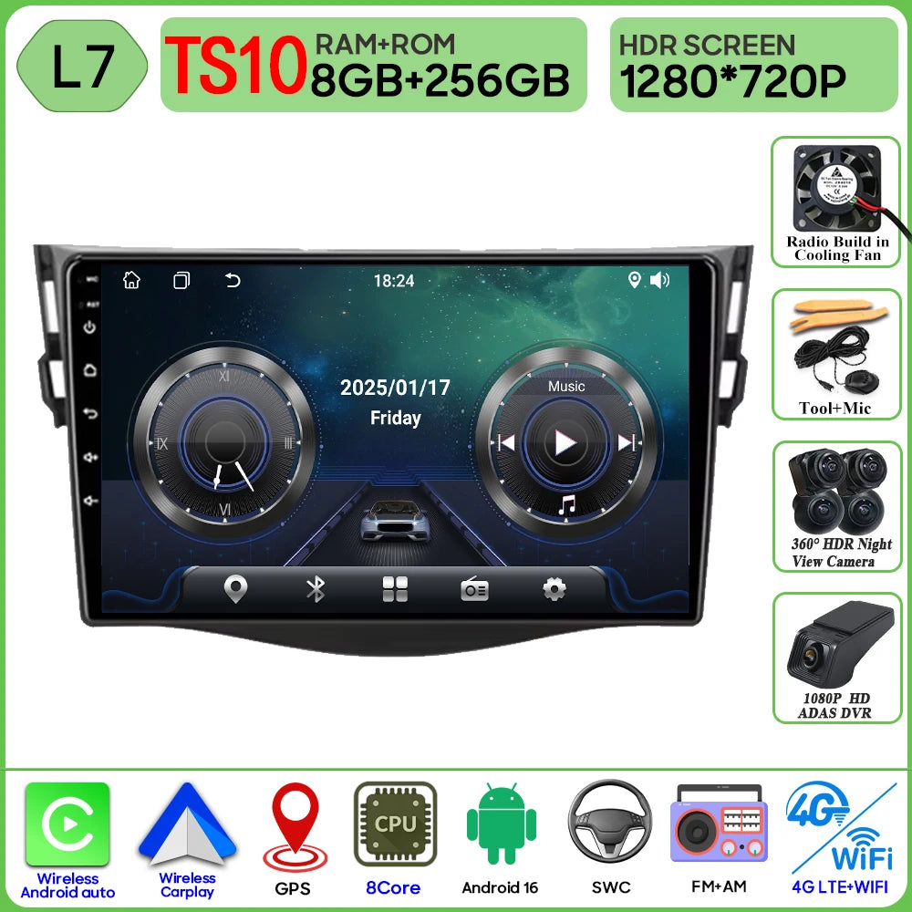 Android Auto For Toyota RAV4 Rav 4 2005 - 2013 Car Radio Carplay No 2din 4G Wifi Car Monitor Video GPS Navigation Stereo 2k BT