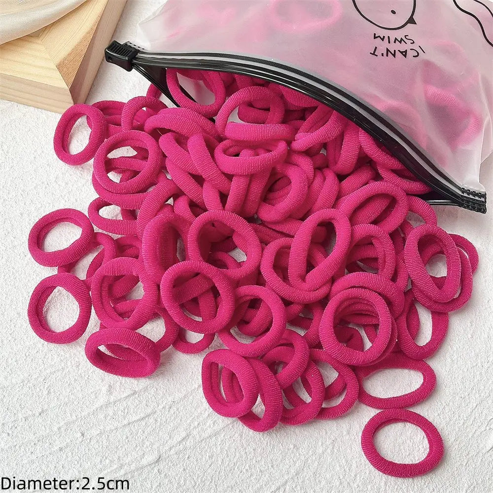 50pcs Black Elastic Hair Band Leagues Ties Colets Scrunchies Springs Gum Accessory For Girl Women No Damage Pigtails Holder Set
