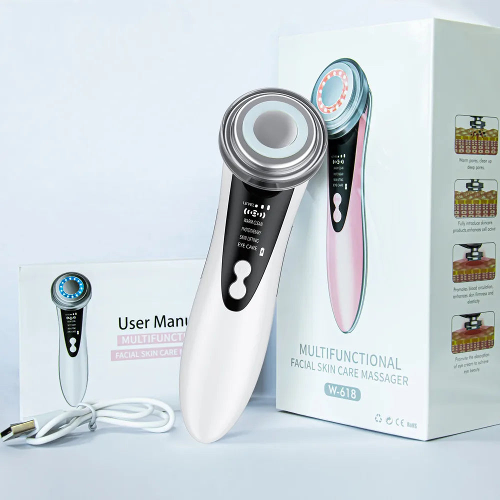 Face Massager Skin 5 In 1 Rejuvenation Massage LED Facial Lifting Beauty Vibration Wrinkle Removal Anti Aging Face Care