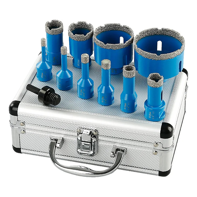 10 Pc Diamond Dry Core Drill Bit Set 5/8-11 for Tile & Granite