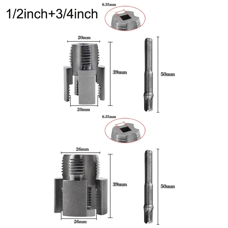 PPR/PVC Water Pipe Threading Tool — 1/2 in and 3/4 in Internal and External Thread Tapper