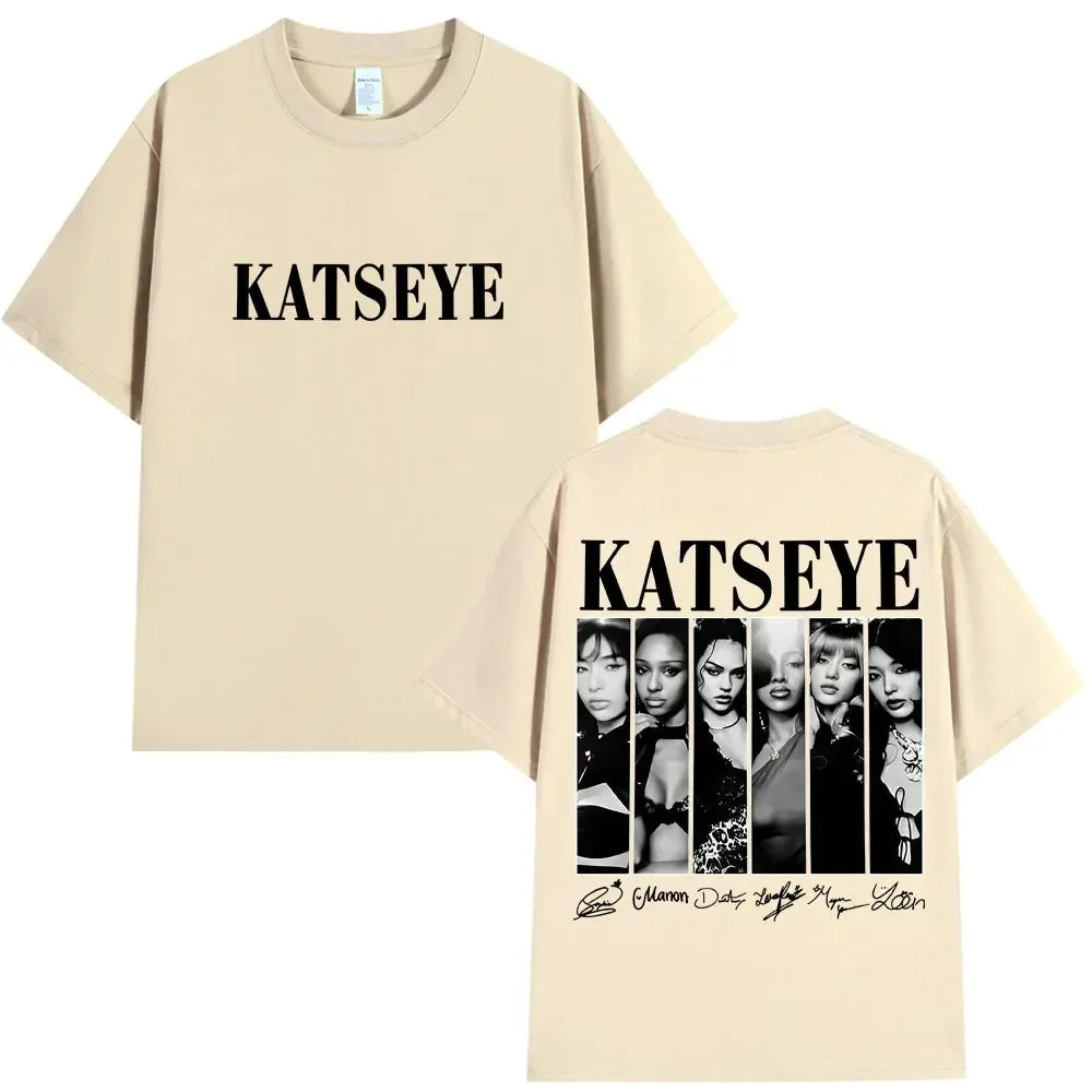 Vintage Korean Style Katseye Graphic T Shirts Kpop Fashion Men Women Popular T-shirt Streetwear Fashion Statement Shirt harajuku