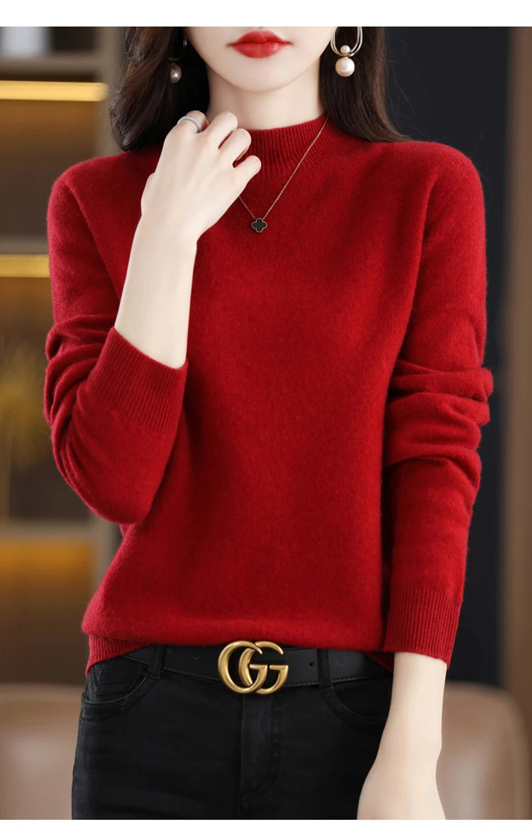 Women's Merino Wool Mock Neck Sweater
