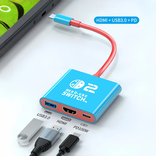 Docking Station for Nintendo Switch 2,4K 60Hz TYPE-C Hub with HDMI and USB-C 3.0 PD100W Charge Perfect for Switch 2/Switch/OLED