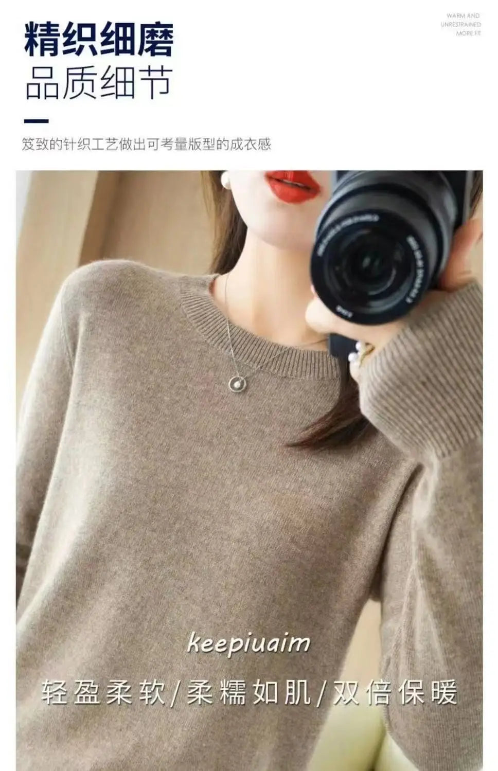 Women's Soft Knit Crew Neck Sweater, Basic Jumper