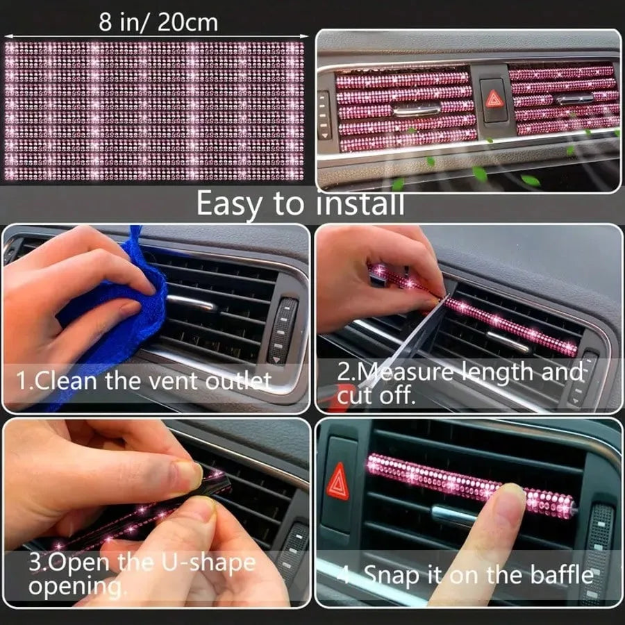 Artificial Diamond Car Steering Wheel Decoration Set Pink Artificial Diamond Steering Wheel Protective Cover, New Fashion Cute Goddess Steering Wheel Cover Set,Car Acessesories Women