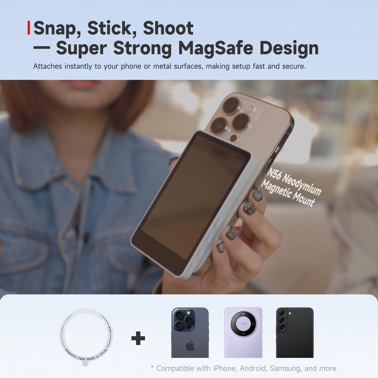 SYNCO XView M4 Selfie Monitor Screen for Smartphone Photography Back Camera Monitor with Bluetooth Control for IOS Android