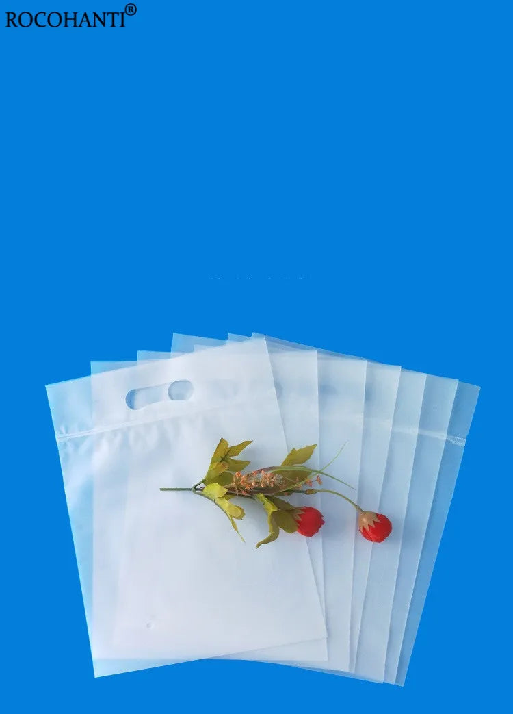 100pcs Custom Brand Logo Matte EVA Slider Frosted Tranceperent Plastic Packing Bag Self Sealing Zip Lock Clothes Bag With Handle