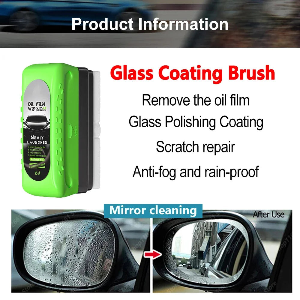 Car Glass Coating Oil Film Clean Brush Kit 120ml - Professional Repair Glass Scratch Brightening Windows Anti-fog Polishing