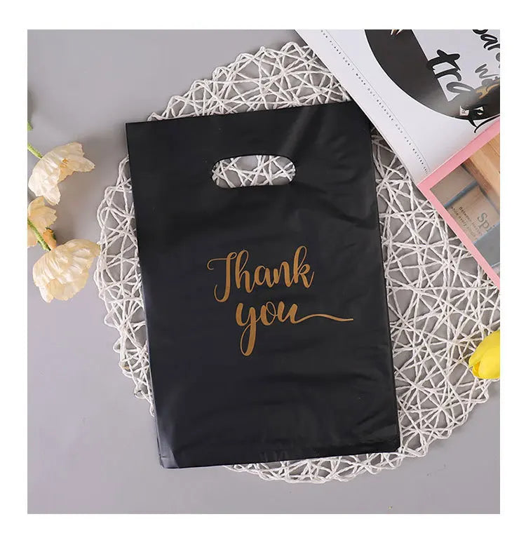30/20/10pcs Gift Packaging Bags 6 Size Gratitude Handbags Thank you Plastic Shopping Tote Bags Wedding Birthday Bag Flat Pockets