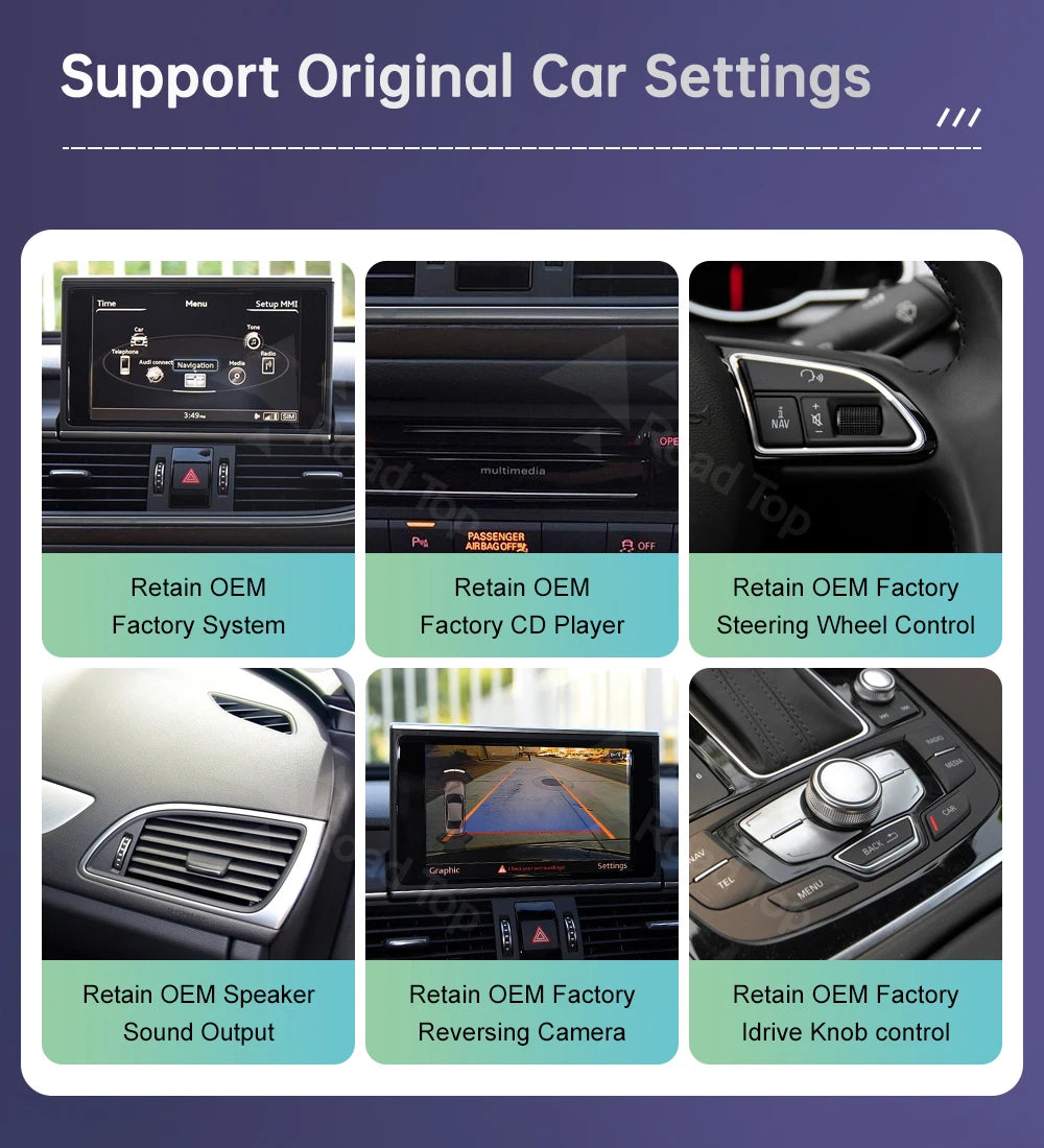 Road Top 12.3" Linux Screen For Audi A6 C6 A7 C7 2026-2026 with Wireless CarPlay Android Auto Airplay Car Radio Player