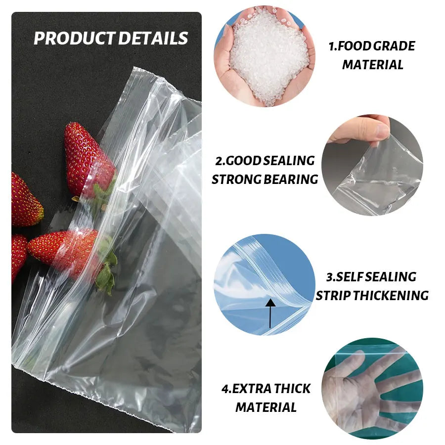 Reusable Clear Plastic Zipper Bags - Resealable Storage for Gifts Snacks Jewelry Small Items