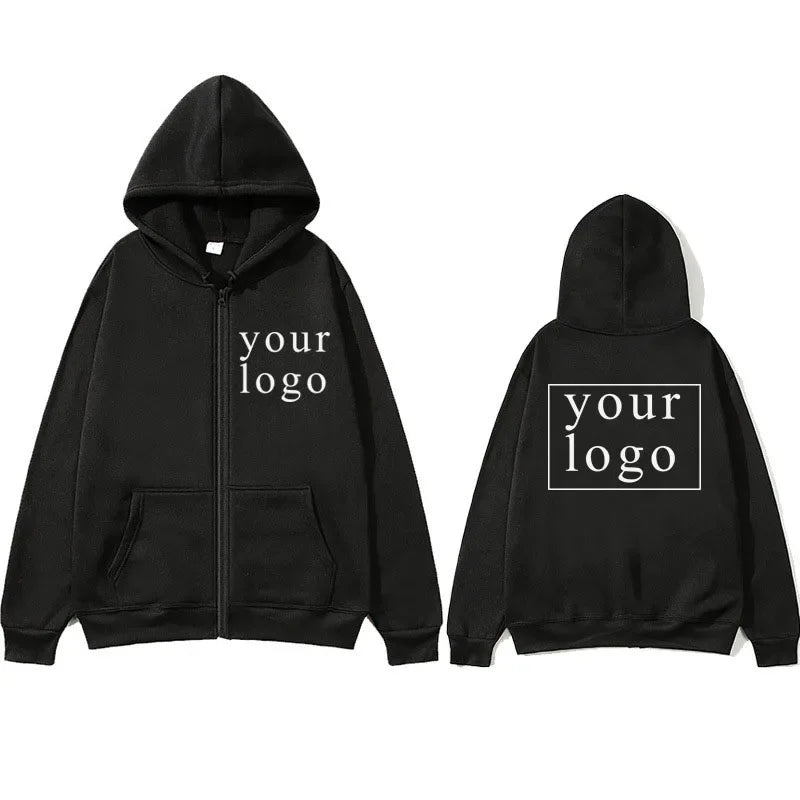 Custom Print Zip-Up Hoodie, Add Your Own Photo or Logo