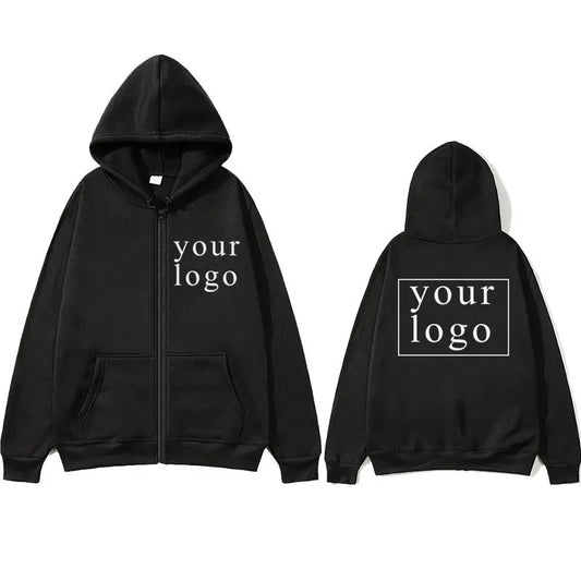 Custom Print Zip-Up Hoodie, Add Your Own Photo or Logo