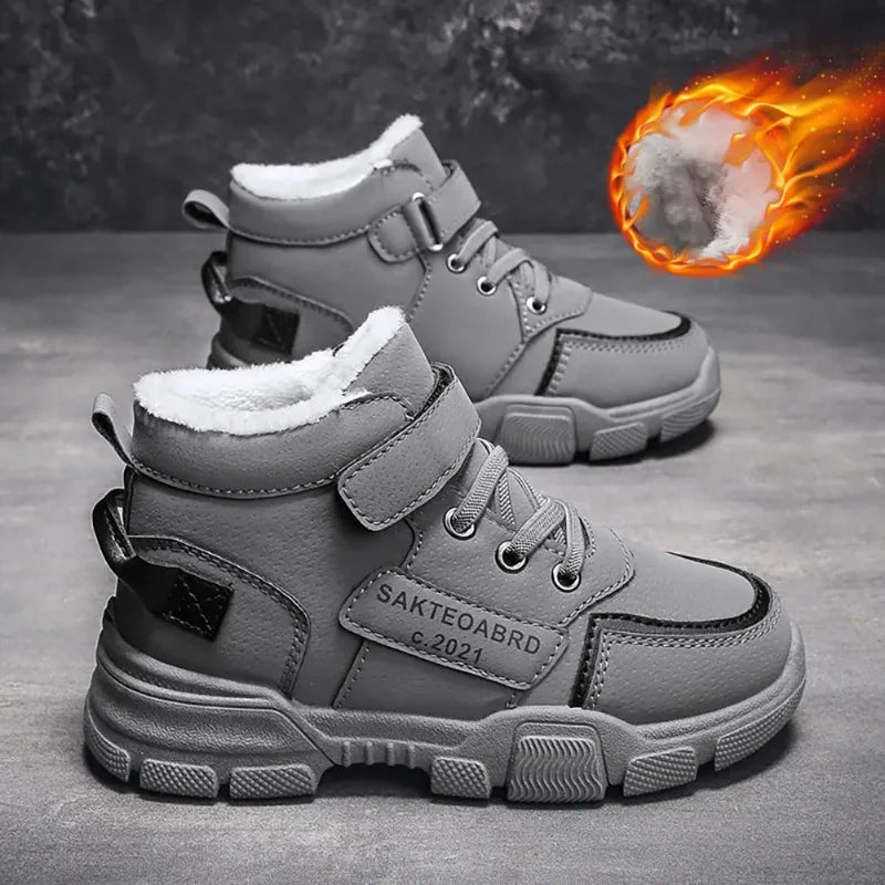 Kids Faux Fur Snow Boots - Thick Plush Lined Winter Boots
