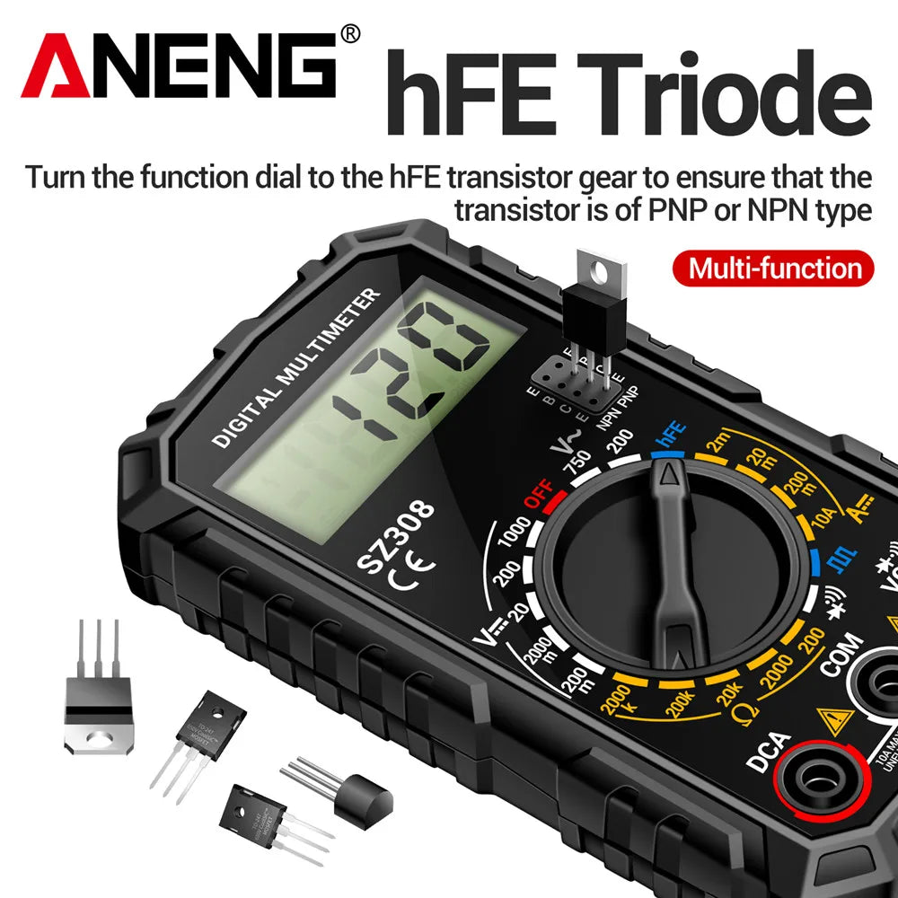 ANENG SZ308 1999 Count Digital Multimeter AC/DC High-Precision Multi-function Voltage Current Resistance Multimeter Tester Tools