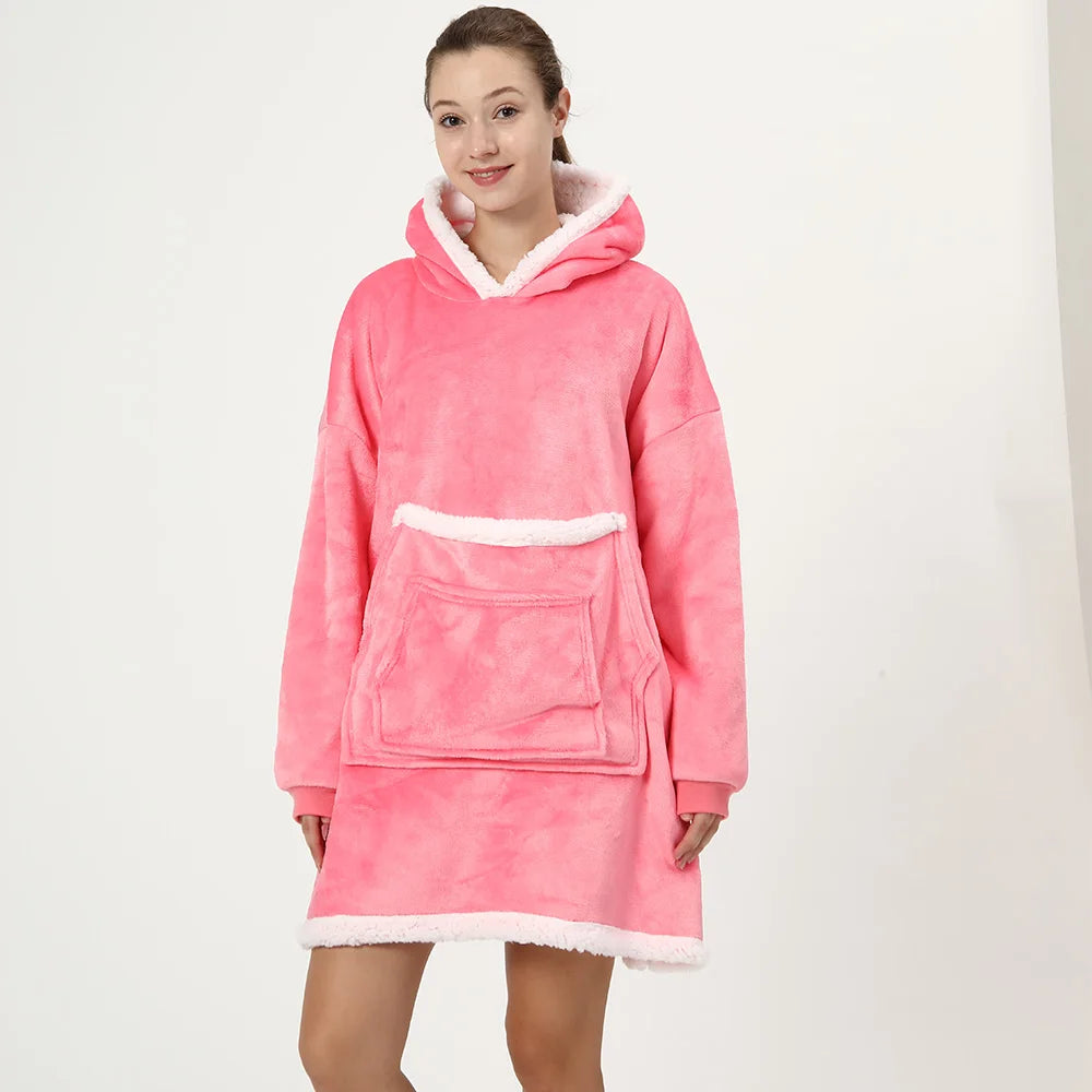 Wearable Blanket Hoodie with Big Pockets, Oversized