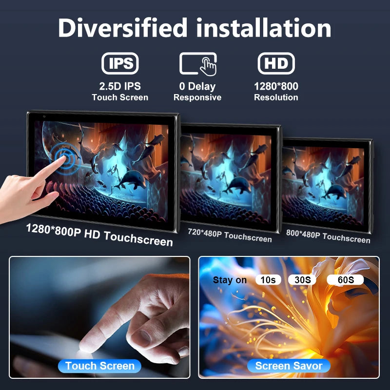 Universal 8 inch Portable Rotatable Car Screen Wireless Carplay Android Auto & WIFI Mirror Link Parking Rear Camera AUX Stereo