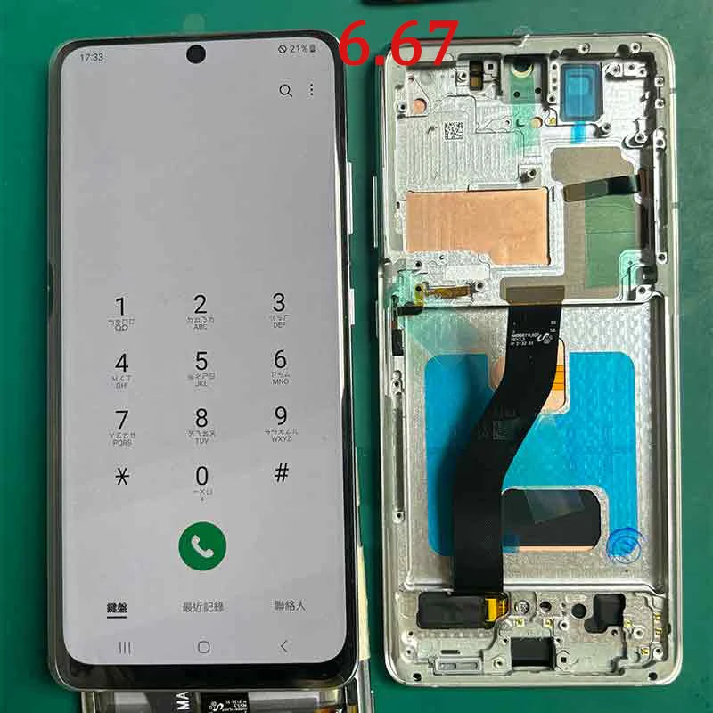 AMOLED S21 Ultra Screen Assembly for Samsung S21 Ultra 5G G998B G998B/DS Lcd Display Touch Screen Frame with Fingerprints