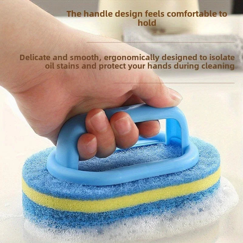 Tiles Sponge Cleaning Brush – Microfiber, Built-in Handle Safe for Hands, Strong Cleaning Power for Kitchen & Bathroom