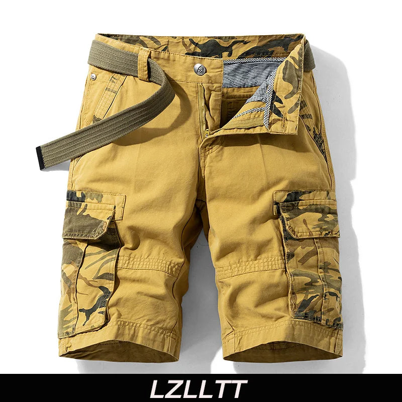Men's Cargo Camouflage Shorts — Cotton Multi-Pocket Casual Beach Shorts