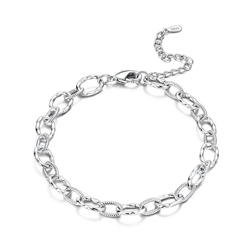 925 Sterling Silver Heart Charm Bracelet for Women - DIY Beads