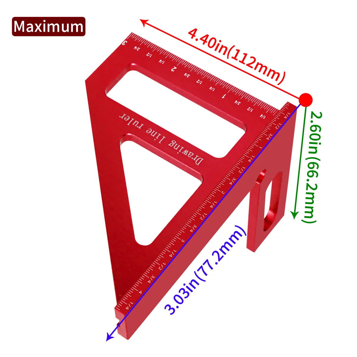 Carpenter Square -Woodworking Square Protractor Aluminum/Plastic Ruler 3D Multi Angle 45/90 Degree Layout Measuring Ruler
