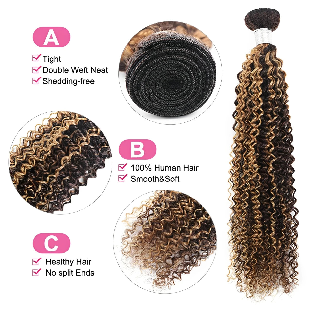 Highlight P4/27 Jerry Curly Human Hair Weave Bundles Water Wave Honey Blonde Bundles Peruvian Raw Hair Bundles Human Hair