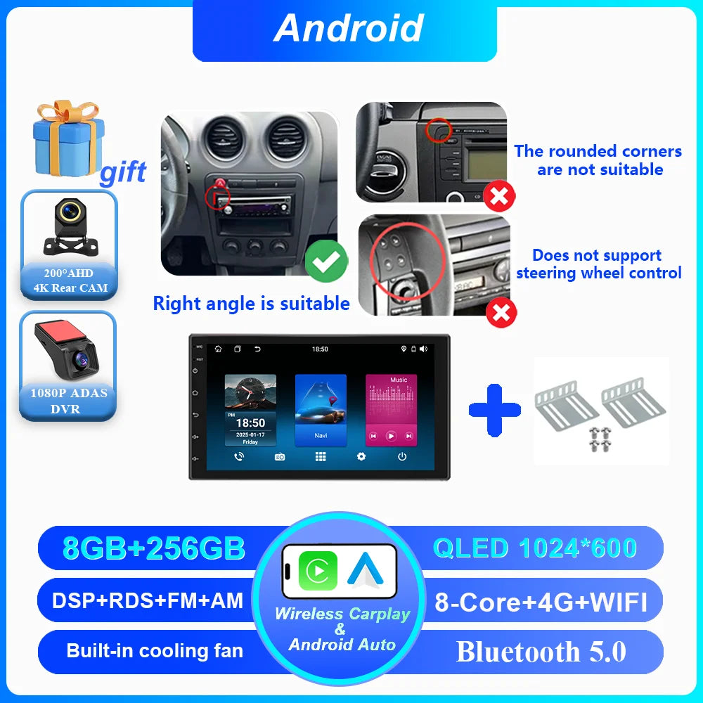 7" Android 16 Car Radio For Seat Ibiza 2000 - 2007 Wireless Carplay Auto Google Map Head Unit Rear Camera No 2 DIN DVD 4G DSP BT