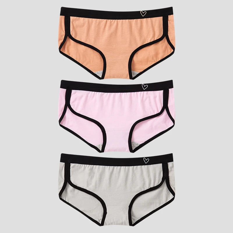 BANNIROU 3-Pack Cotton Briefs – Breathable Low-Rise Panties