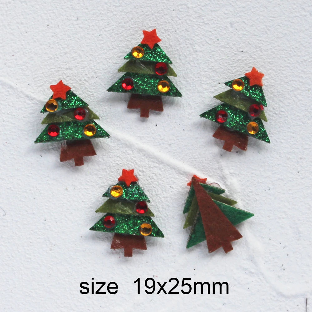 10pcs Glitter Padded Applique Reindeer with Red Nose  for DIY Christmas Hair Clips Bow Accessories Felts Supply Party Decor