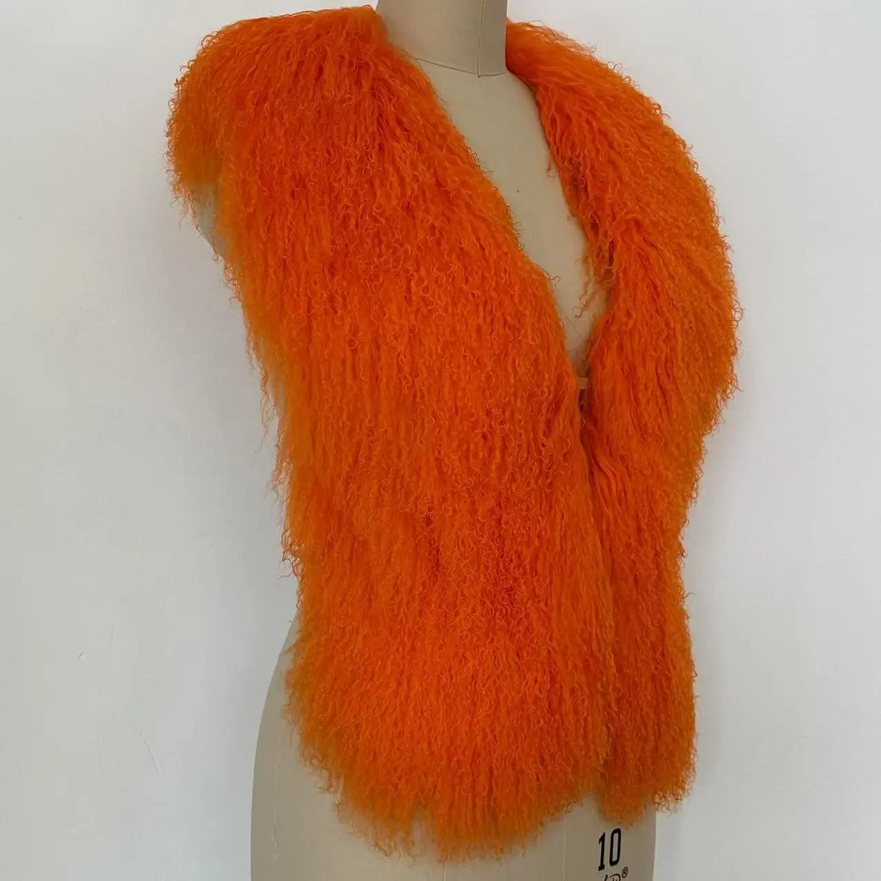 Fluffy Luxury  Real Mongolian Fur Halter Vests Women Solid Deep V-Neck Backless Bandage Sleeveless Jackets Top Outerwear Coat