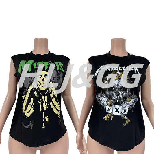 Stylish Black Graphic Sleeveless T-Shirt for Women - photo 6