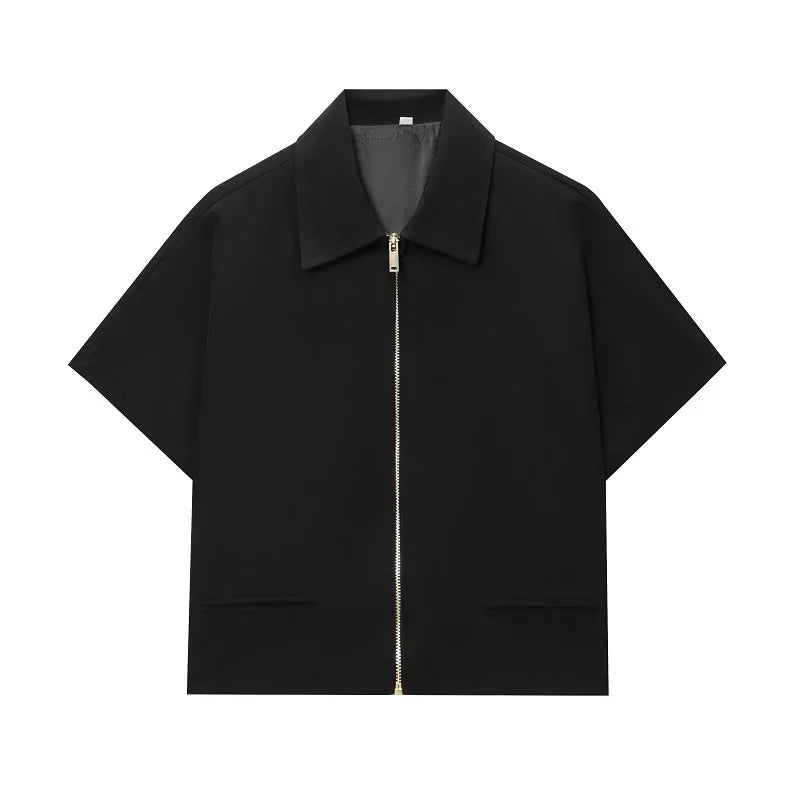 MUJER Women's Cropped Jacket Short Sleeve Varsity Jackets for Women Summer Zip up New in Coats and Jackets Holiday Outerwears