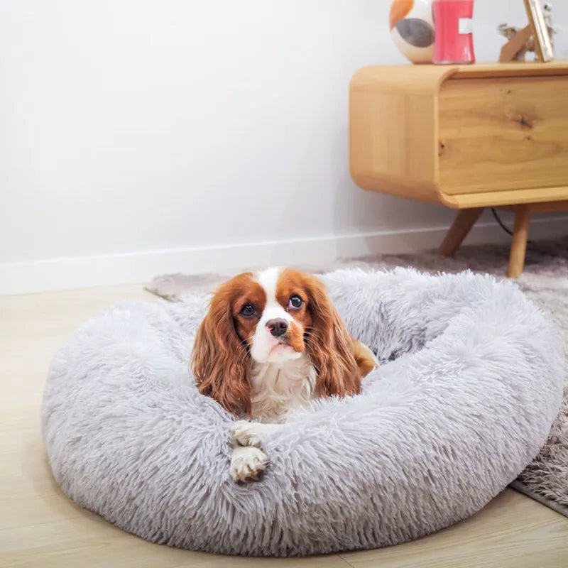Plush Donut Dog Bed - Soft Round Washable Bed, 40-70cm - photo 3