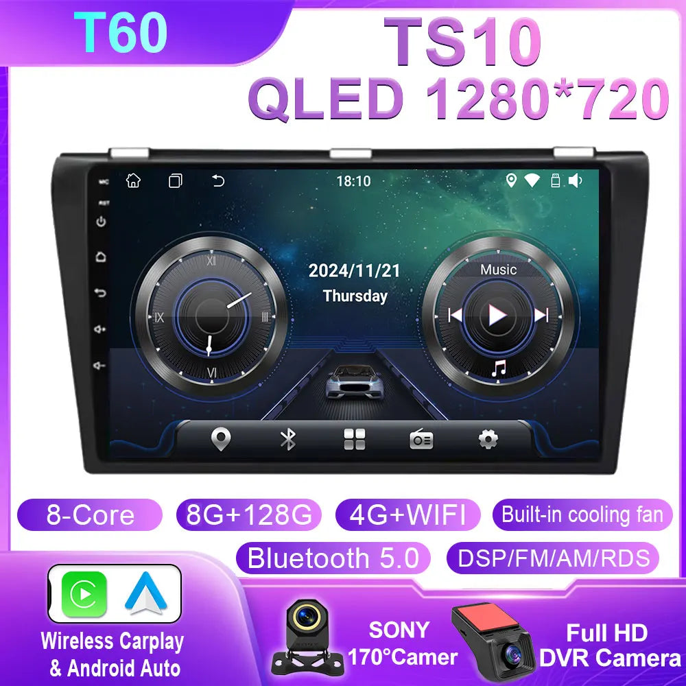 Android Car Stereo for Mazda 3 (2004–2009) — Wireless CarPlay, GPS, BOSE-Compatible, Multimedia Player