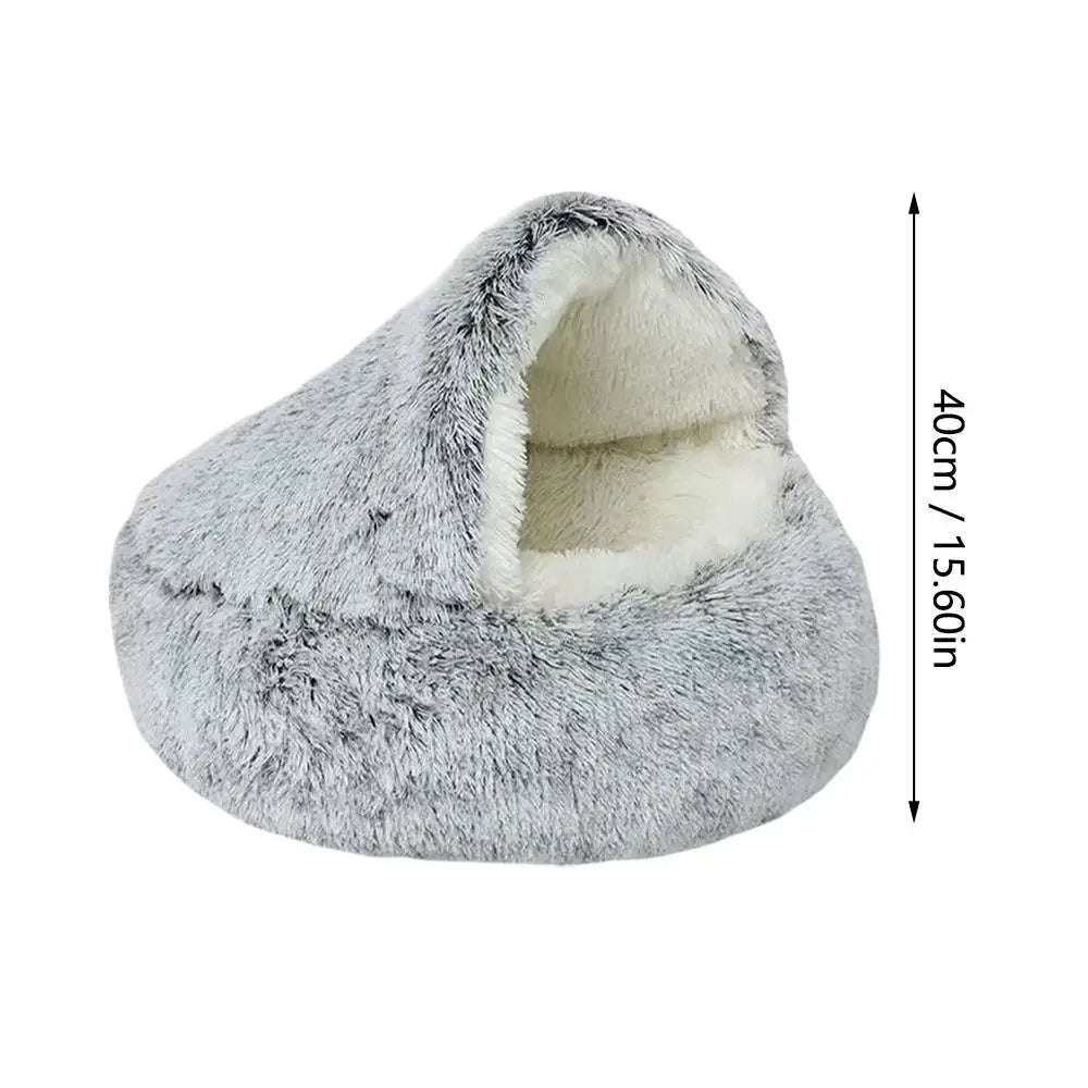 Round Plush Cat Bed Cushion - Warm Winter Basket for Cats, 40cm - photo 6