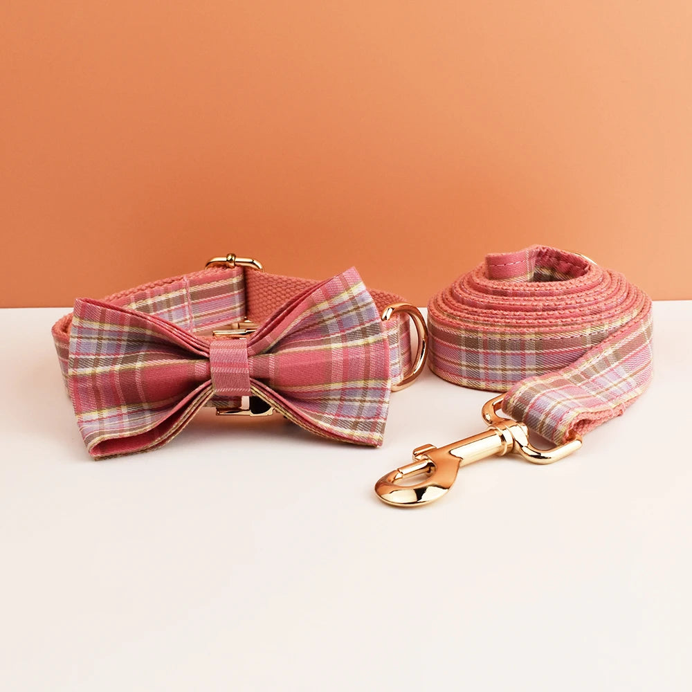 Padded Dog Collar & Leash Set - Plaid & Velvet Bow Styles, S-XL - photo 18