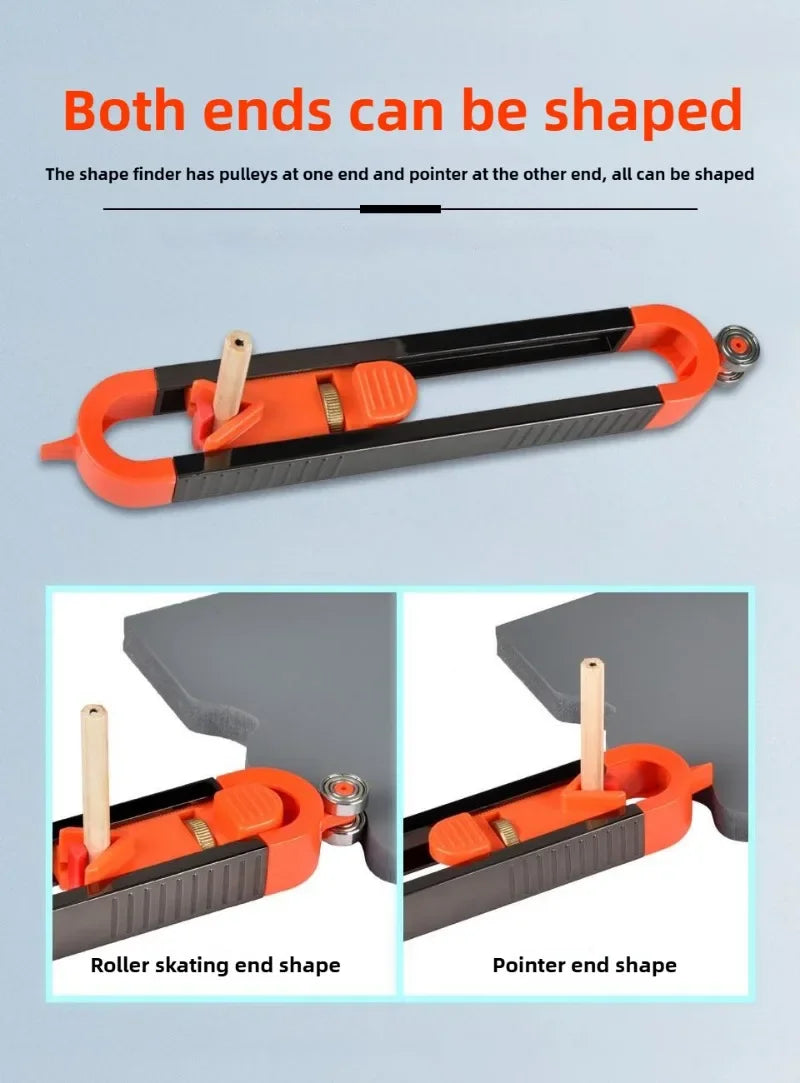 Profile Scribing Ruler with Adjustable Locking Mechanism for Irregular Contour Measurement - Precision Woodworking Gauge Tool
