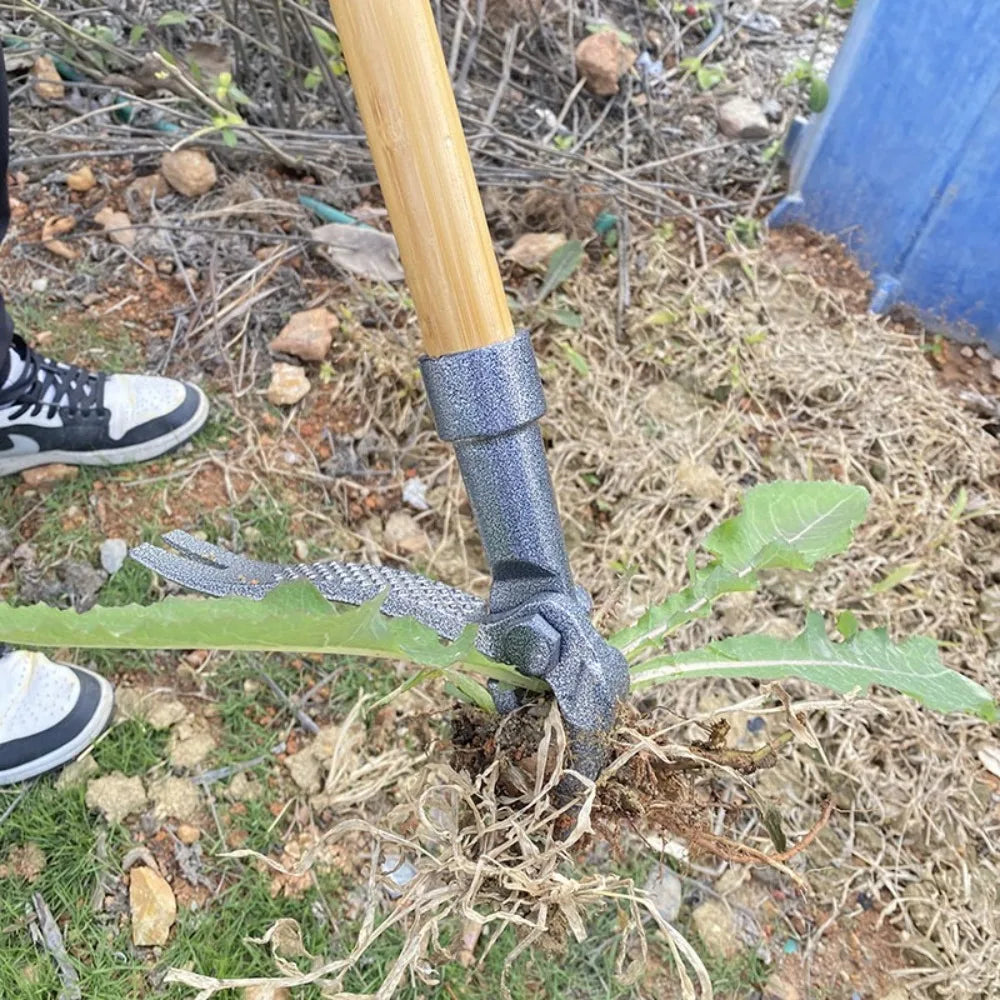 Stand Up Weed Puller Tool 4-Claw Heavy-Duty Steel Weed Remover Tool with Long Handle Adjustable Weeding Artifact