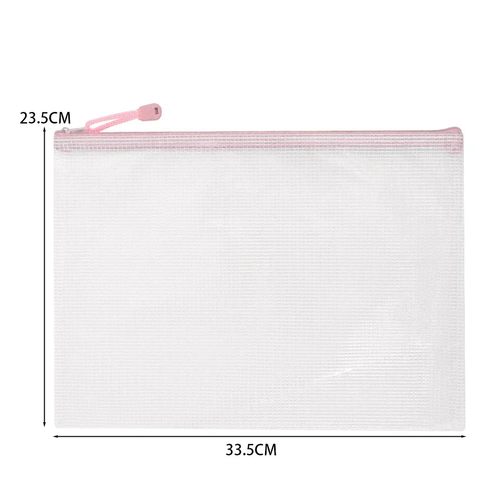 1-10Pcs A4 Mesh Zipper Pouch Bags Thicken Document Bag Waterproof Zip File Folders For School Office Travel Organizing Storage