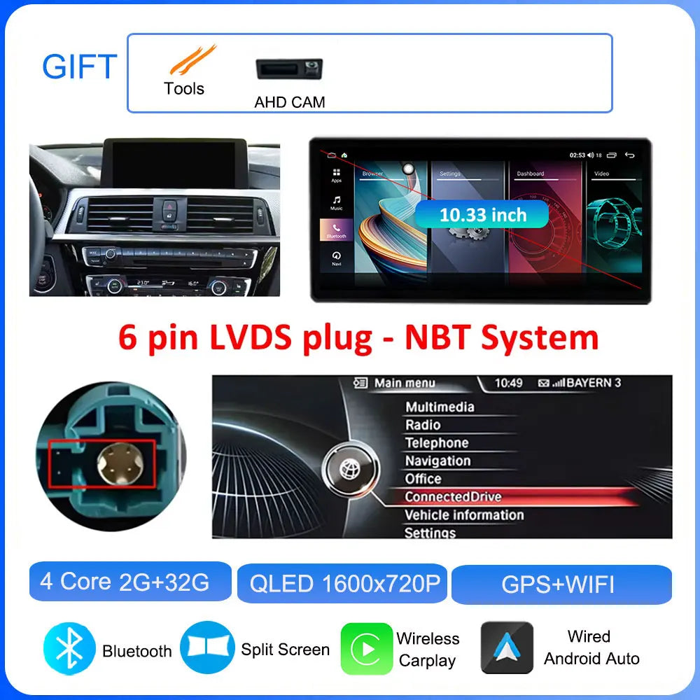 Android CarPlay Stereo for BMW 3/4 Series F30 F31 F32 F33 F34 F36 (2013–2019) — Android Auto, GPS, DSP, 4G