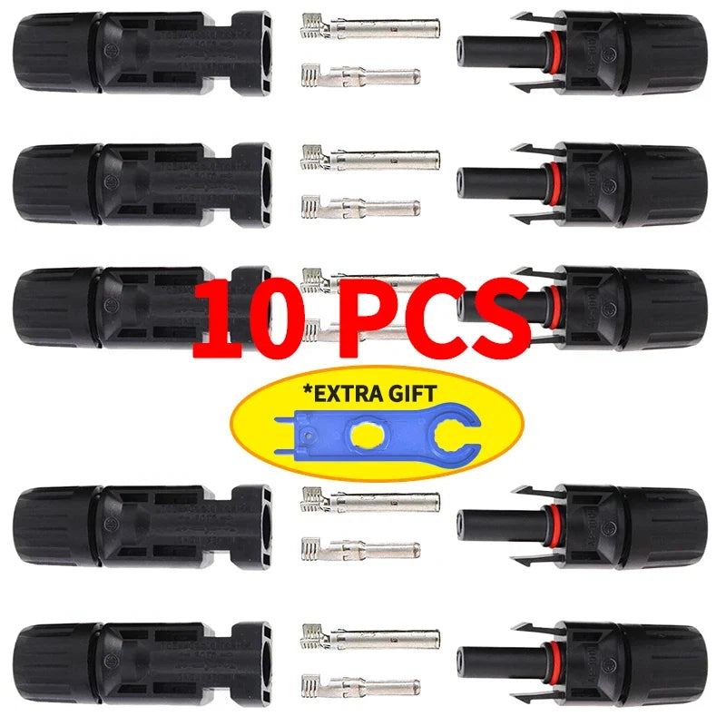 Free Shipping 400/200/100/10 Pcs Solar Connector PV Plug 1000V DC 30A  Connectors Kit for Photovoltaic PV/MC Cable 2.5/4/6mm²