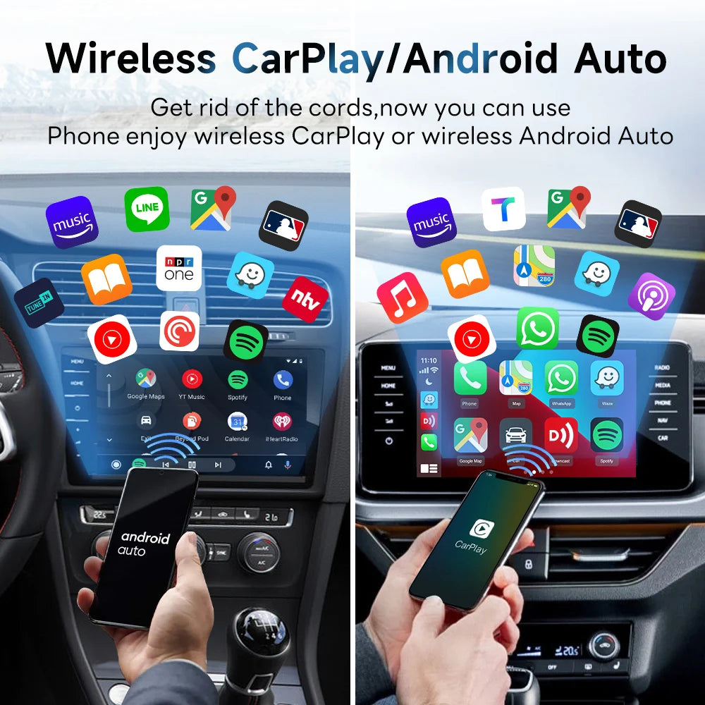 CarlinKit 5.0 & 4.0 2-In-1 Wireless Adapter Wireless CarPlay & Android Auto 2.4G&5Ghz WiFi Bluetooth Auto Connect Plug and Play