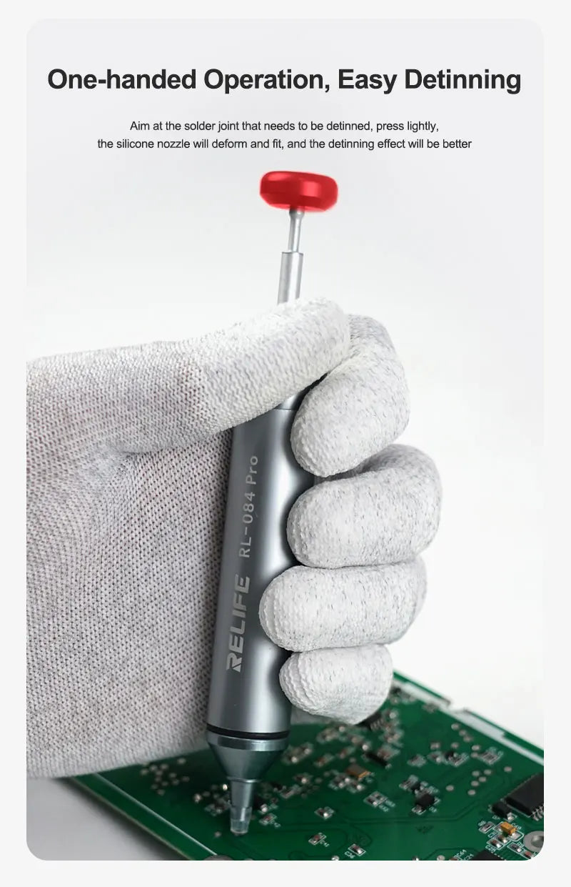 RELIFE RL-084 Pro Strong Suction Aluminum Alloy Desoldering Sucker Powerful Vacuum Suction for PCB Soldering Removal & Repair