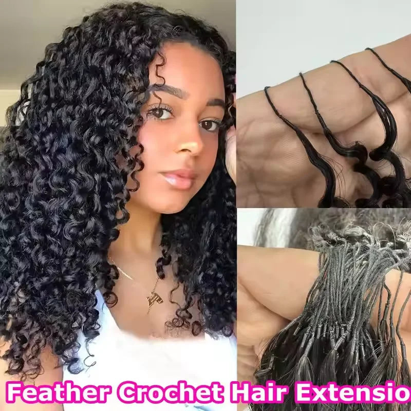 300g Burmese Kinky Curly Crochet Human Hair Knots Feather Crochet Hair Extensions Invisible Knotless Kinky Curly Braiding Hair