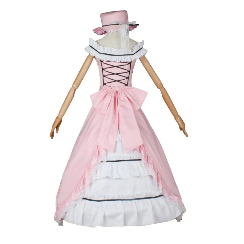 Anime Black Butler Ciel Phantomhive Young Master Cosplay Pink Robin Uniform Lolita Suit Wig Sleeveless Lace Maid Cut Dress