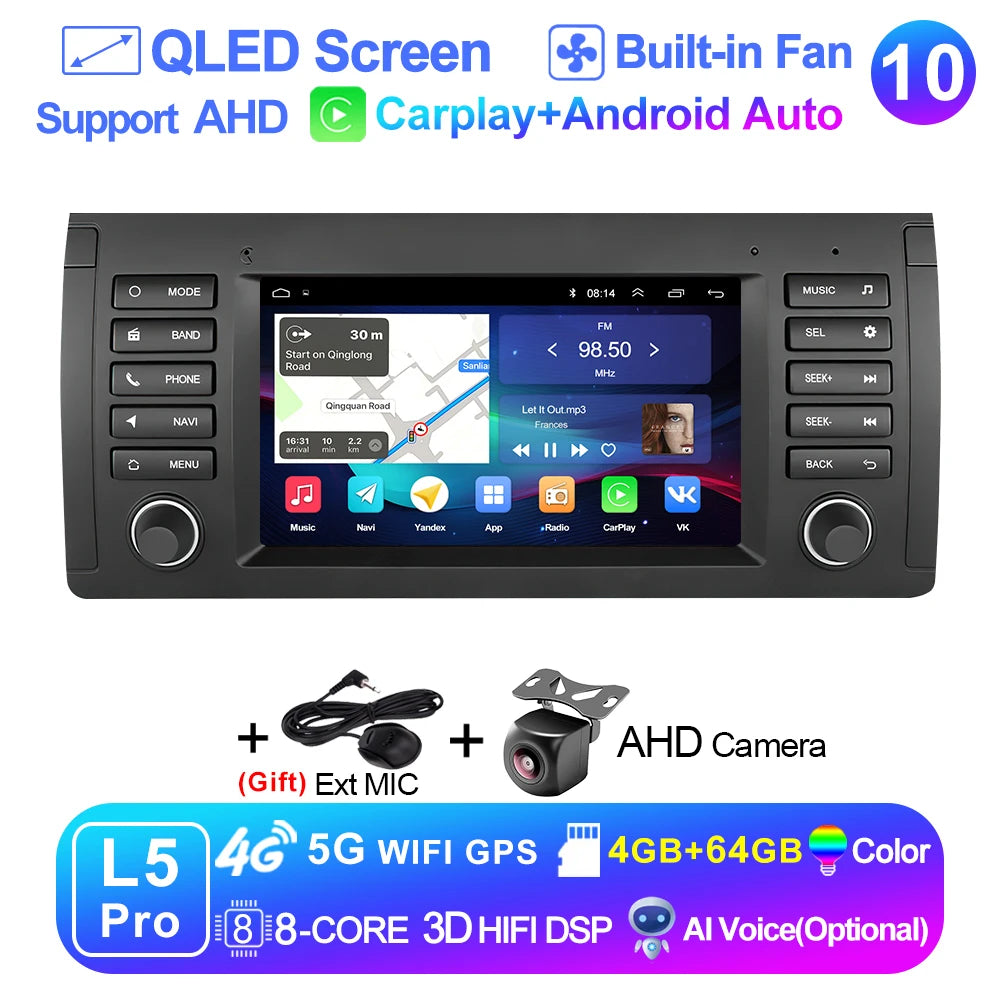 LEHX L6 2din Android14 Auto Carplay Car Radio Multimedia Stereo For BMW E53 5 Series E39 M5 1995-2003 Stereo autoradio gps 2 din